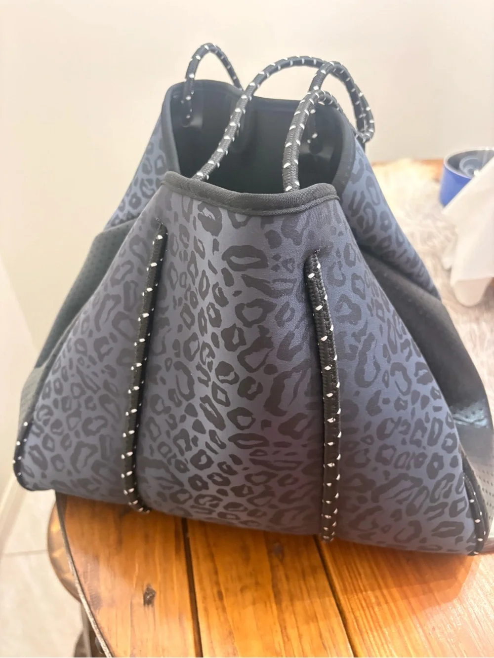 Haute shore Neoprene Leopard-Print Tote Bag in Charcoal